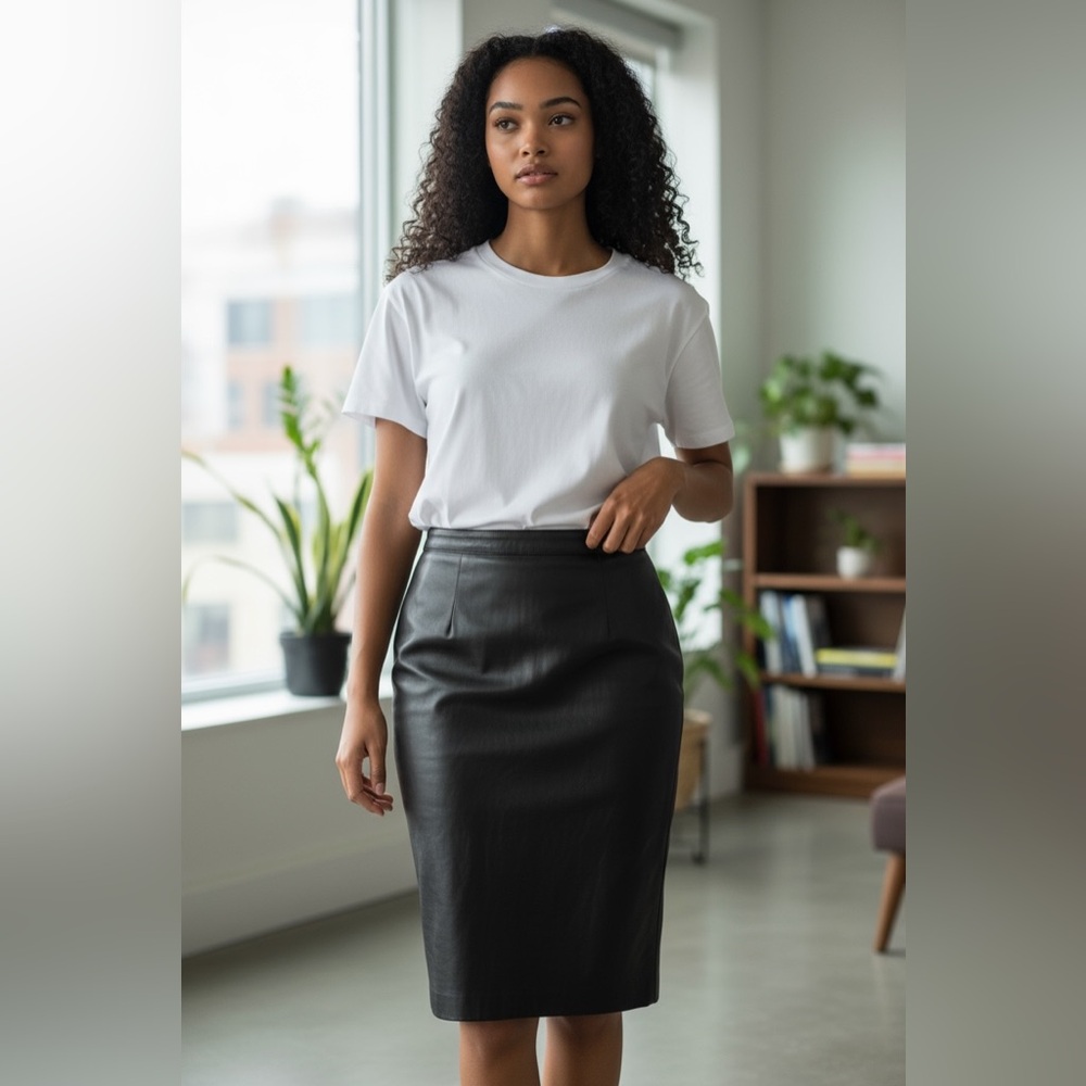 Elegant Black Leather Skirt